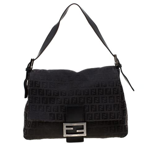 fendi zucca black canvas satchel